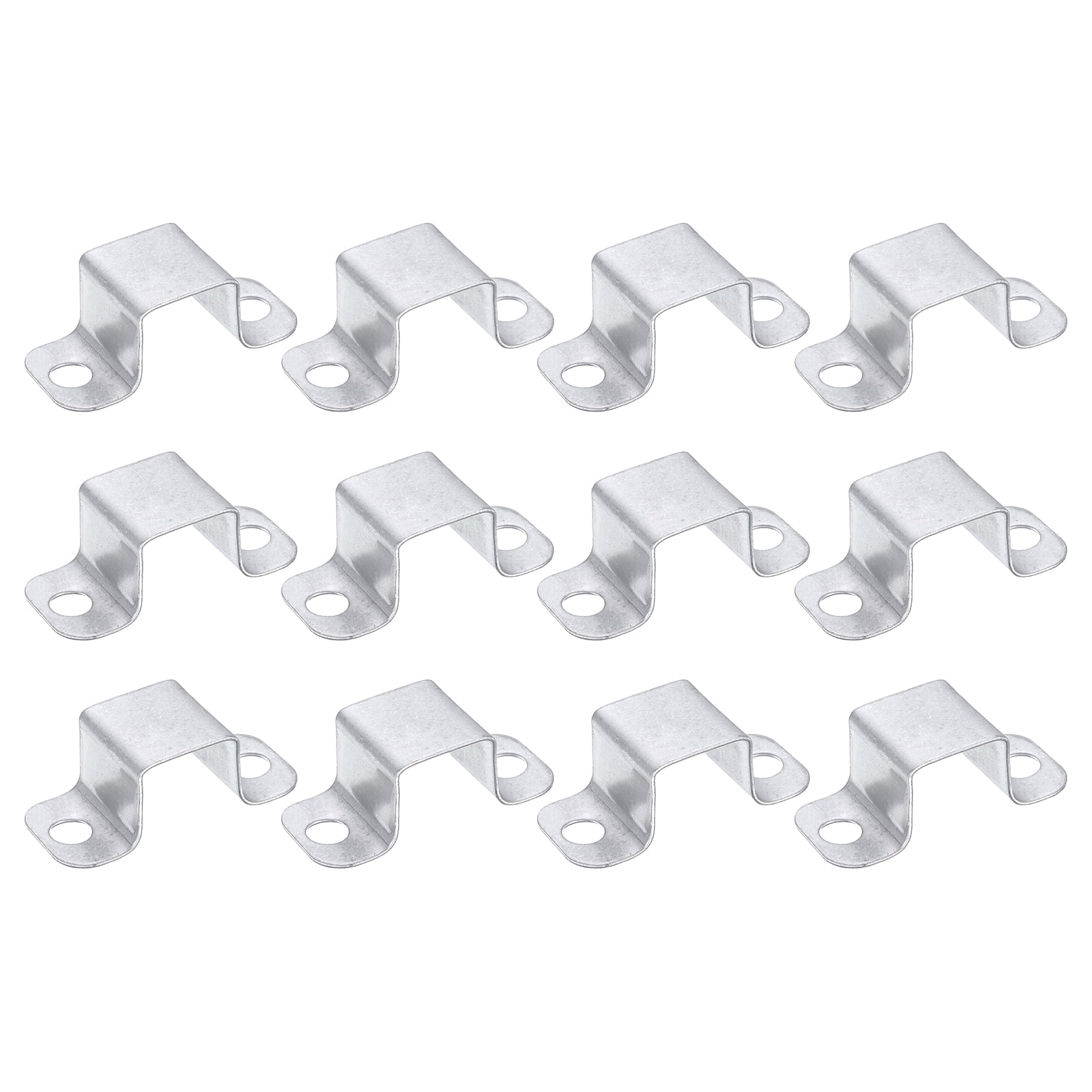 Uxcell 12 Pack 31x30 mm U Shaped Connector Bracket, Square Tube Strap Clamp Galvanized Steel Pipe Clamp Wood Deck Fence Post Tie for Water Pipes Stairs Railing Installation, Silver