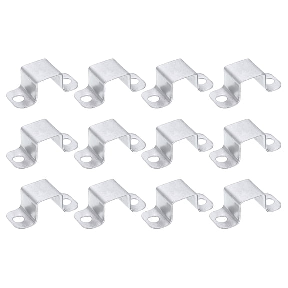 Uxcell 12 Pack 31x30 mm U Shaped Connector Bracket, Square Tube Strap Clamp Galvanized Steel Pipe Clamp Wood Deck Fence Post Tie for Water Pipes Stairs Railing Installation, Silver