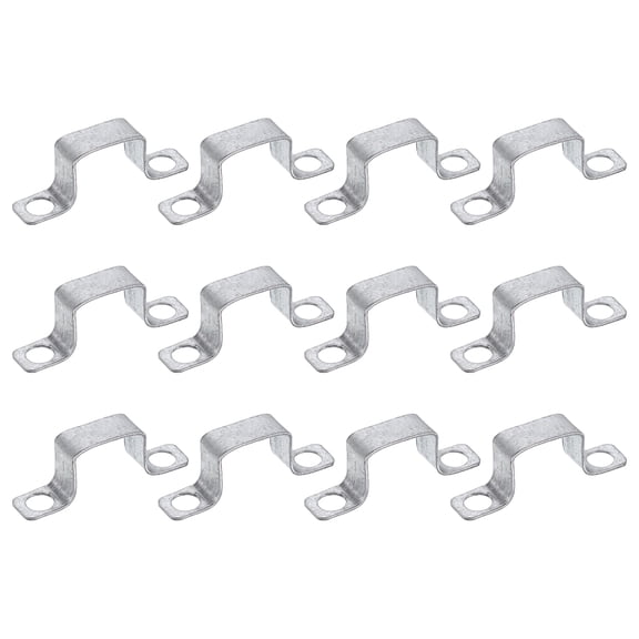 Uxcell 12 Pack 32x27 mm U Shaped Connector Bracket, Square Tube Strap Clamp Galvanized Steel Pipe Clamp Wood Deck Fence Post Tie for Water Pipes Stairs Railing Installation, Silver