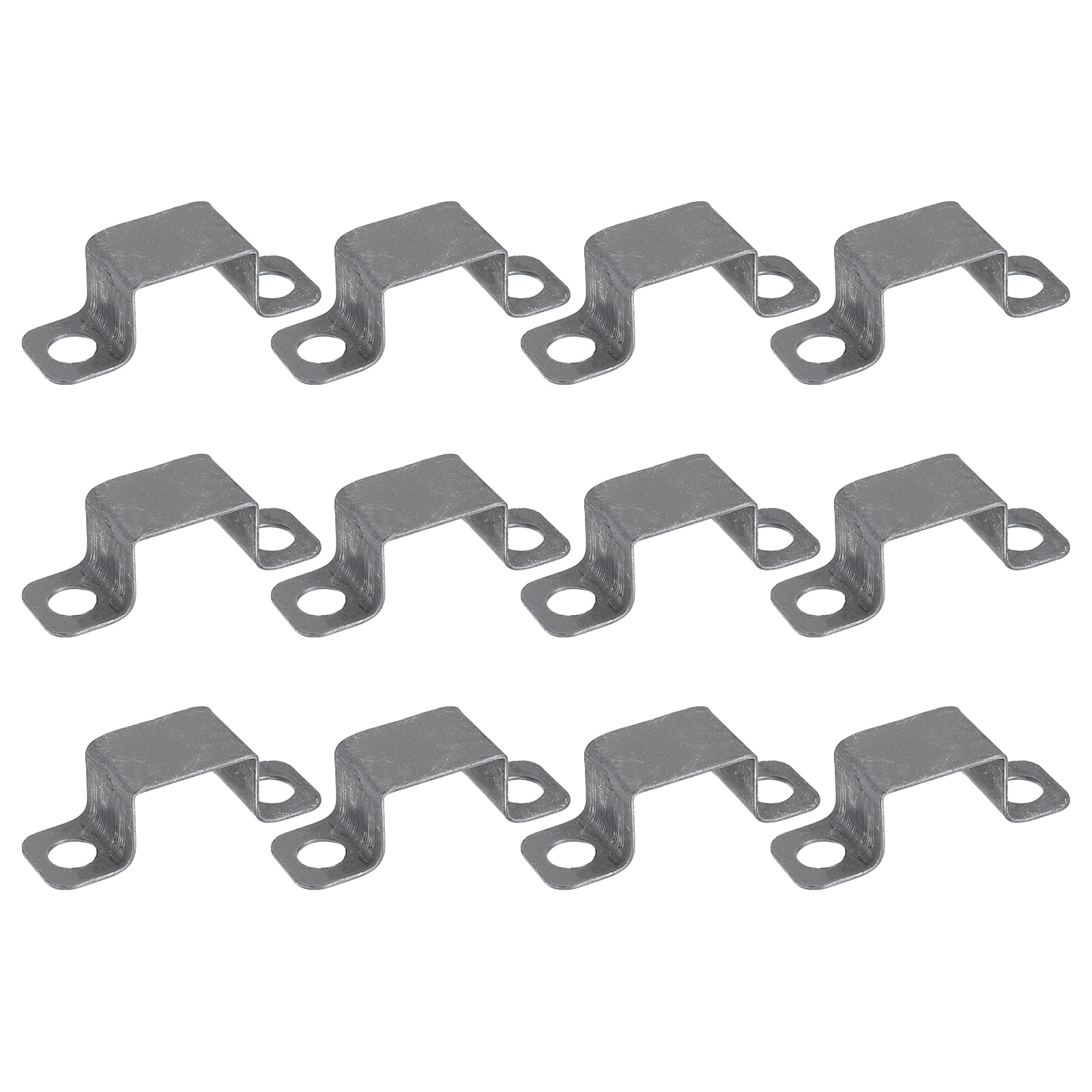 Uxcell 12 Pack 33x24 mm U Shaped Connector Bracket, Square Tube Strap Clamp Galvanized Steel Pipe Clamp Wood Deck Fence Post Tie for Water Pipes Stairs Railing Installation, Gray