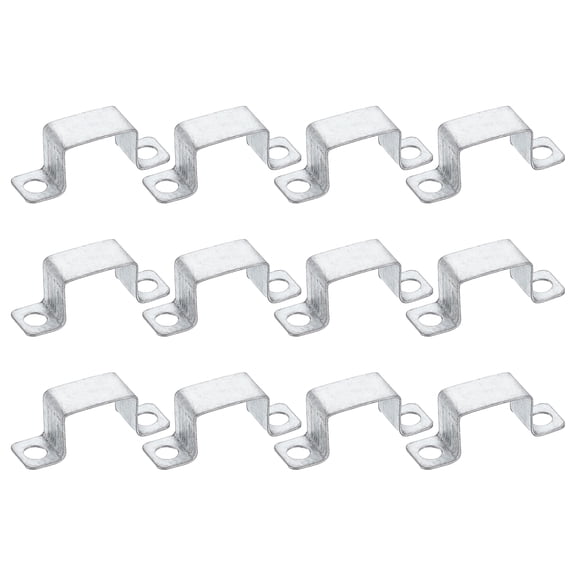 Uxcell 12 Pack 42x30 mm U Shaped Connector Bracket, Square Tube Strap Clamp Galvanized Steel Pipe Clamp Wood Deck Fence Post Tie for Water Pipes Stairs Railing Installation, Silver