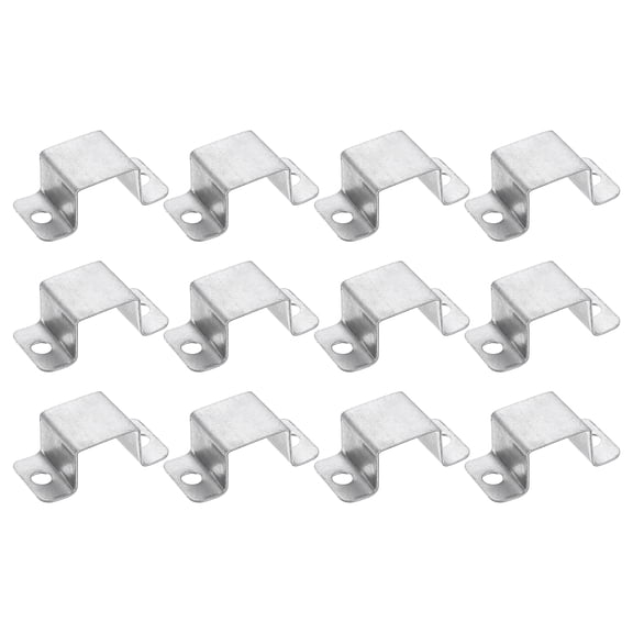 Uxcell 12 Pack 42x32 mm U Shaped Connector Bracket, Square Tube Strap Clamp Galvanized Steel Pipe Clamp Wood Deck Fence Post Tie for Water Pipes Stairs Railing Installation, Silver