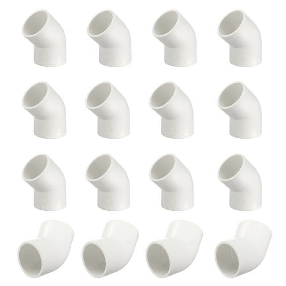 Uxcell 12 Pack 45 Degree PVC Elbow Fitting 1 1/2", Schedule 40 Elbow Corner Adapter, Socket x Socket, Pipe Fitting Connectors Water Flow Transition for Plumbing, Irrigation, Pool, White