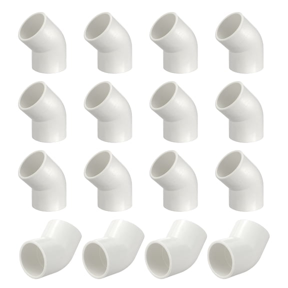 Uxcell 12 Pack 45 Degree PVC Elbow Fitting 1 1/4", Schedule 40 Elbow Corner Adapter, Socket x Socket, Pipe Fitting Connectors Water Flow Transition for Plumbing, Irrigation, Pool, White