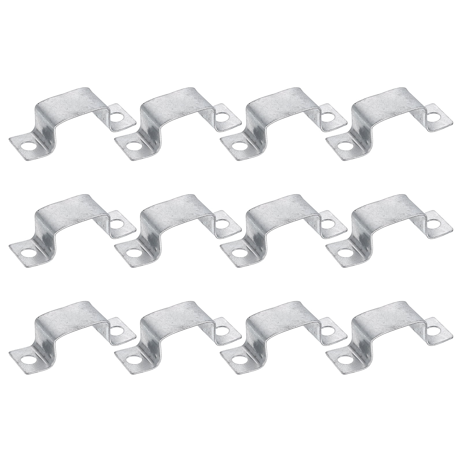 Uxcell 12 Pack 46x28 mm U Shaped Connector Bracket, Square Tube Strap Clamp Galvanized Steel Pipe Clamp Wood Deck Fence Post Tie for Water Pipes Stairs Railing Installation, Silver
