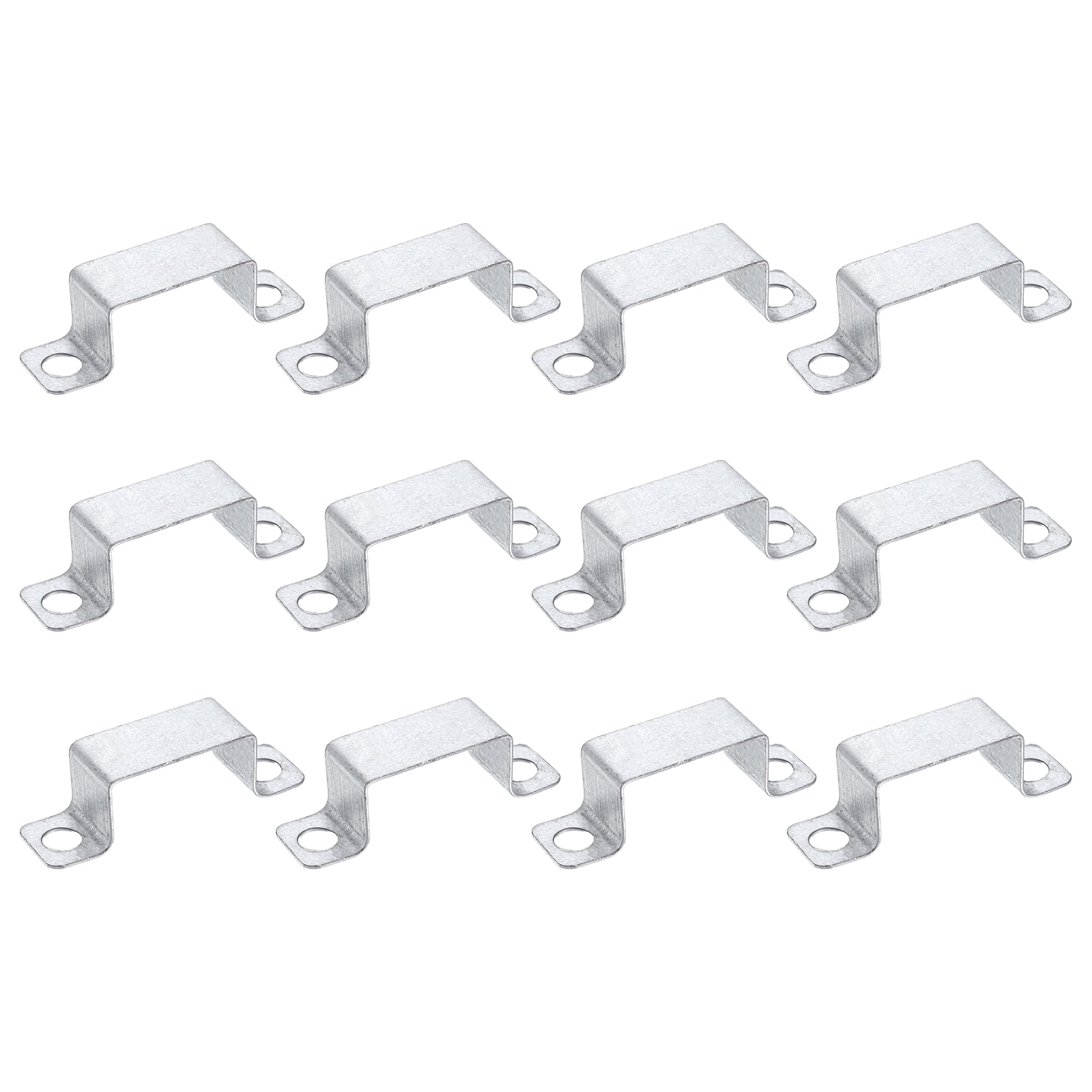 Uxcell 12 Pack 50x27 mm U Shaped Connector Bracket, Square Tube Strap Clamp Galvanized Steel Pipe Clamp Wood Deck Fence Post Tie for Water Pipes Stairs Railing Installation, Silver
