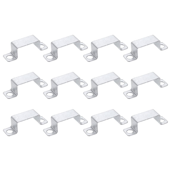 Uxcell 12 Pack 50x27 mm U Shaped Connector Bracket, Square Tube Strap Clamp Galvanized Steel Pipe Clamp Wood Deck Fence Post Tie for Water Pipes Stairs Railing Installation, Silver