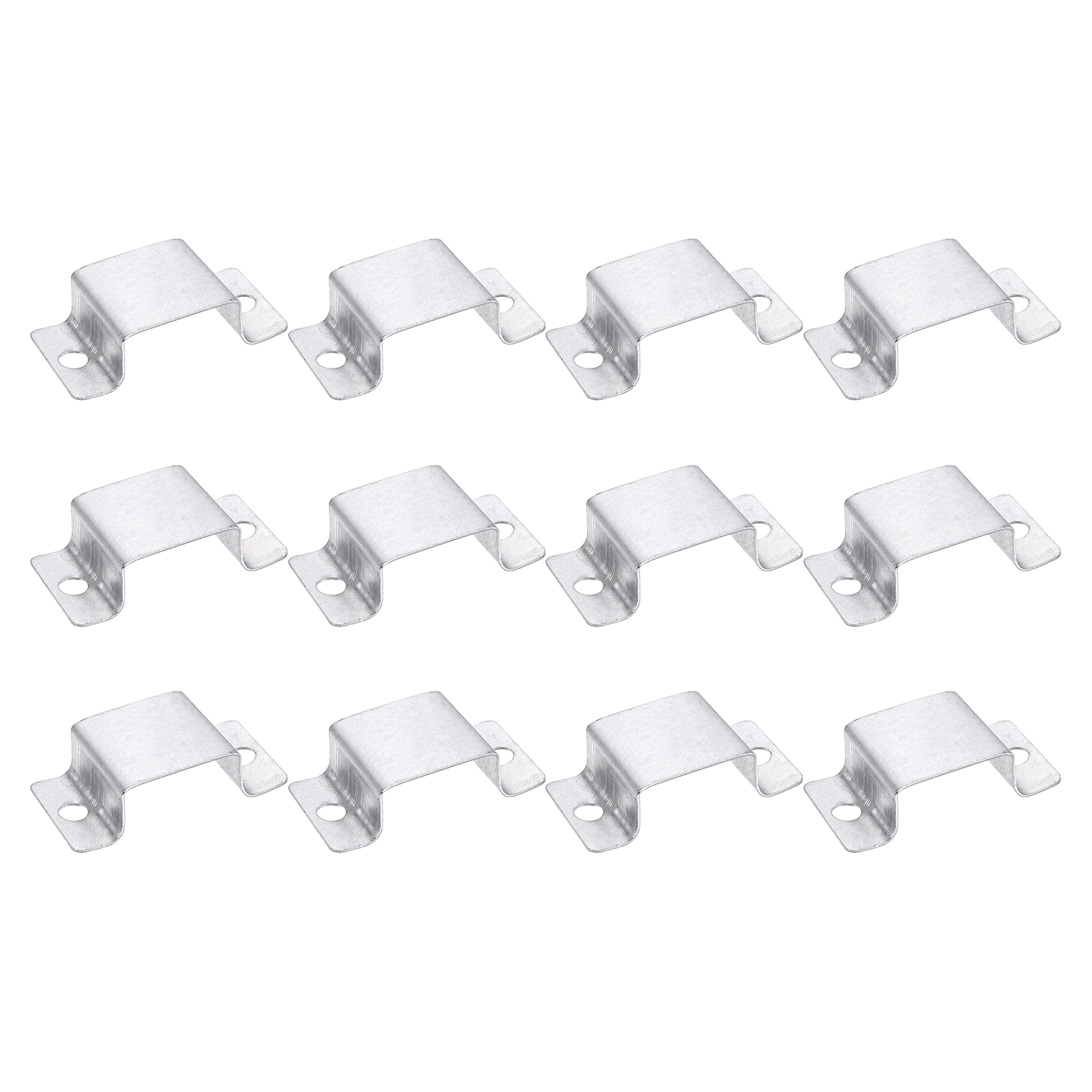 Uxcell 12 Pack 53x27 mm U Shaped Connector Bracket, Square Tube Strap Clamp Galvanized Steel Pipe Clamp Wood Deck Fence Post Tie for Water Pipes Stairs Railing Installation, Silver
