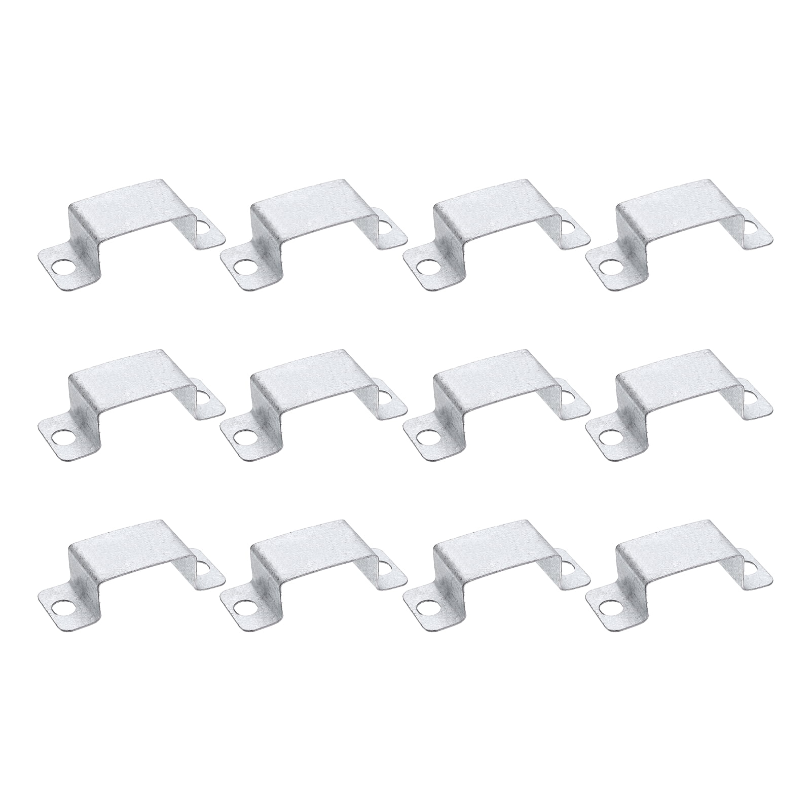 Uxcell 12 Pack 60x28 mm U Shaped Connector Bracket, Square Tube Strap Clamp Galvanized Steel Pipe Clamp Wood Deck Fence Post Tie for Water Pipes Stairs Railing Installation, Silver