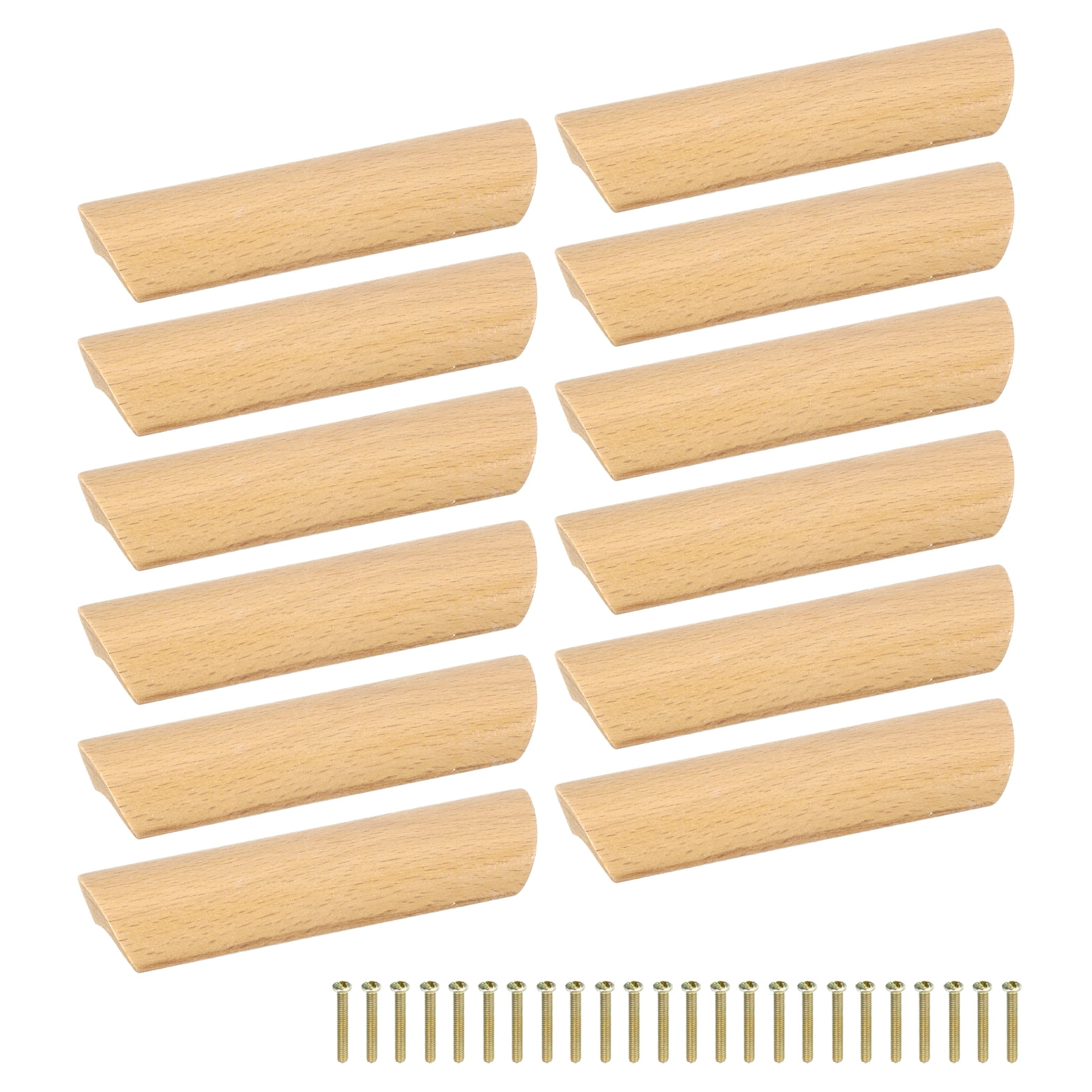 Uxcell 12 Pack Beech Wood 3.78" Hole Spacing Cabinets Drawer Pulls ...