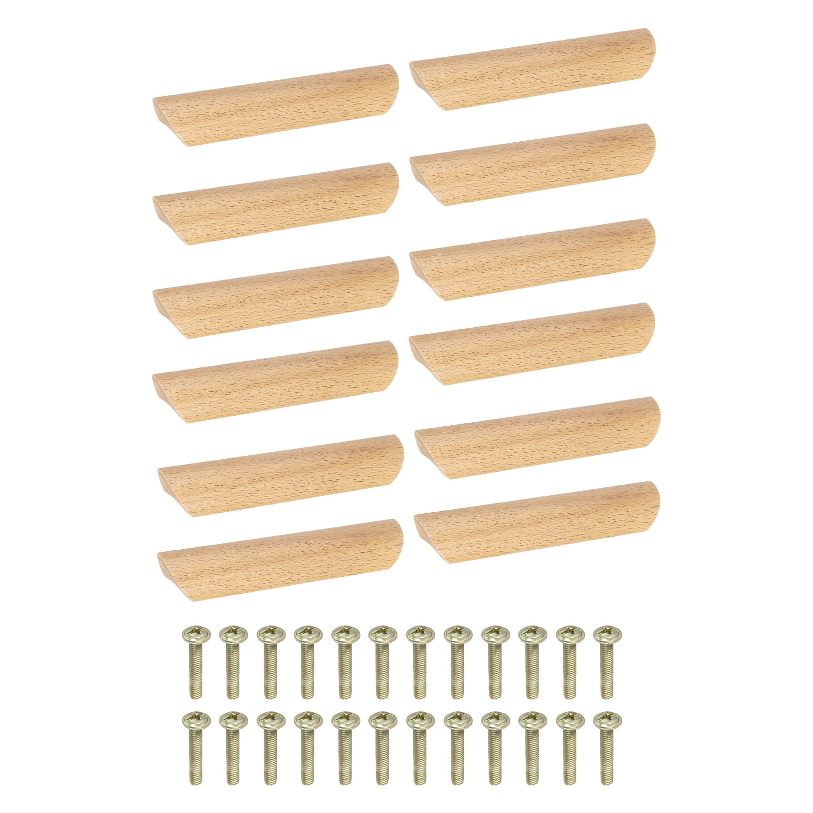 Uxcell 12 Pack Beech Wood 5.04" Hole Spacing Cabinets Drawer Pulls ...