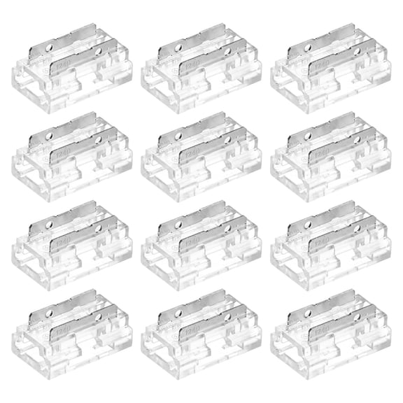Uxcell 12-Pack COB LED Connectors, 2 Pin 0.31 Inch for 8mm LED Strip Light [Transparent]