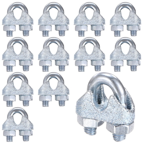 Uxcell 12-Pack Cable Clamps, M3 Carbon Steel Wire Rope Clip Thimble U Bolt Saddle Fastener Wire Clamps