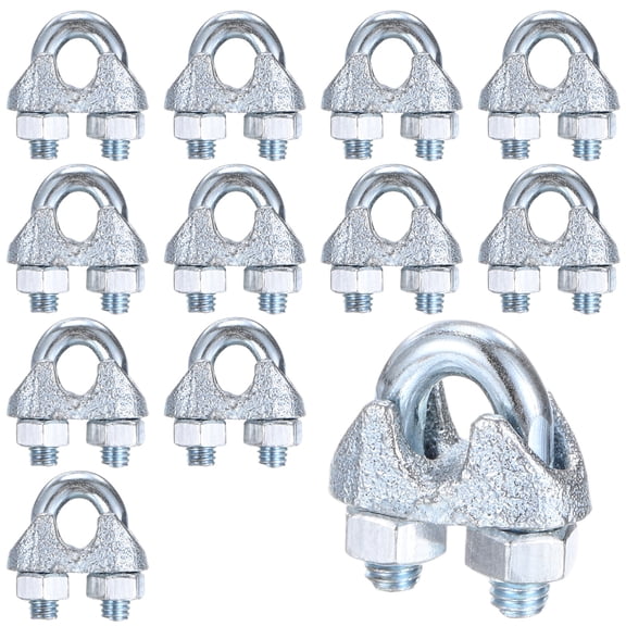 Uxcell 12-Pack Cable Clamps, M5 Carbon Steel Wire Rope Clip Thimble U Bolt Saddle Fastener Wire Clamps