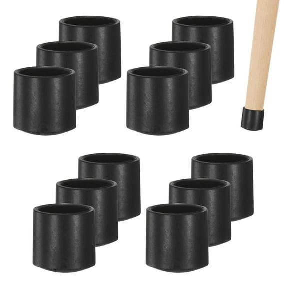 Uxcell 12 pack Chair Leg Caps 1/2 inch Polyvinyl Chloride Chair Leg Floor Protectors Round Cover End Tips Black