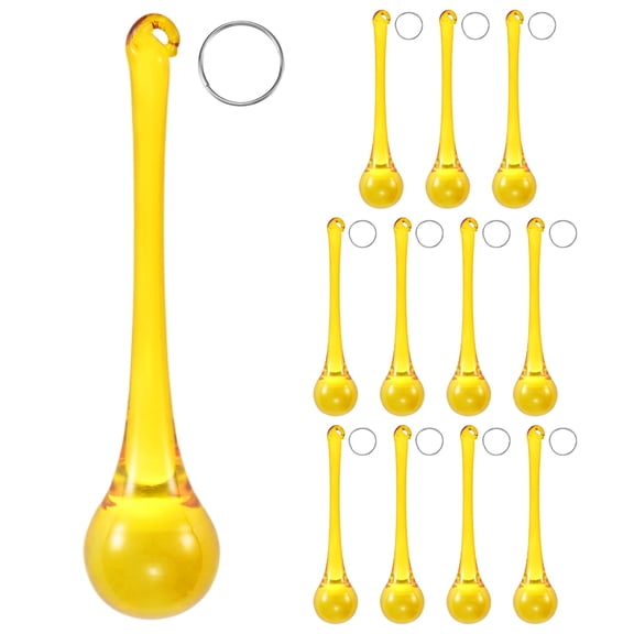 Uxcell 12-Pack Crystal Raindrop Prisms, 78mm Replacement Chandelier Teardrop Icicle Drops Hanging Pendant for Lamp [Golden Yellow]