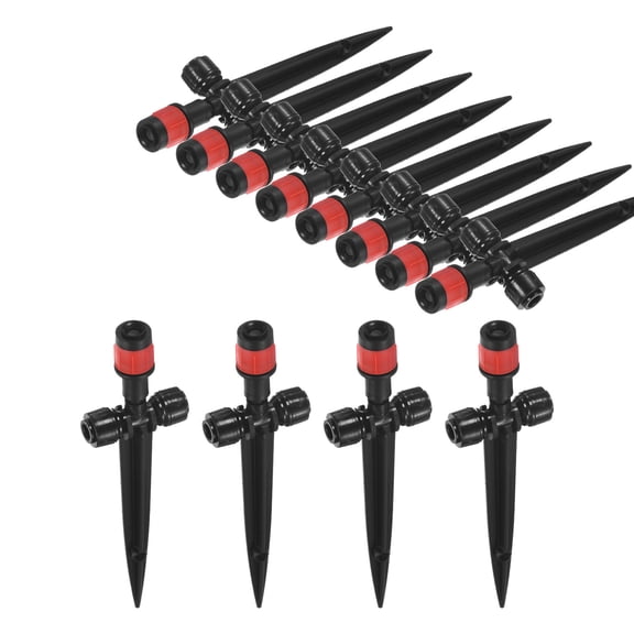 Uxcell 12-Pack Drip Irrigation Emitters, Adjustable 360 Degree Water Flow for 1/4" Tubing [Red, Drip]