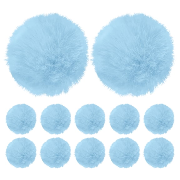 Uxcell 12-Pack Faux Fur Pom Poms, 2.4 Inch/ 6 cm Soft Fluffy PomPoms Balls Faux Rabbit Fur with Elastic Loop for DIY[Light Blue]