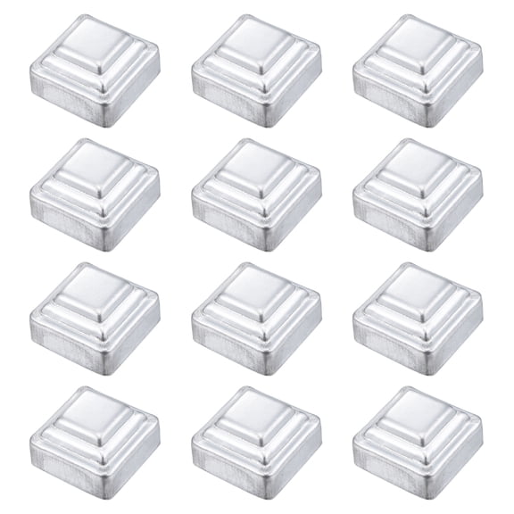 Uxcell 12 Pack Fence Post Cap Fit 1.6" x 1.6" OD Pipe, Galvanized Steel Deck Post Cover Square Decking Caps for Mailbox Outdoor Chain Link Wood/Metal Fence Deck Railing, Silver