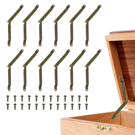 Uxcell 12 Pack Folding Lid Support Hinges, 180 Degree Iron Rotatable Furniture Lid Hinge, 3.86" x 0.43" Lid Stay Hinge for Cabinet, Wooden Boxes, Home Furniture, Window, Doors, Bronze