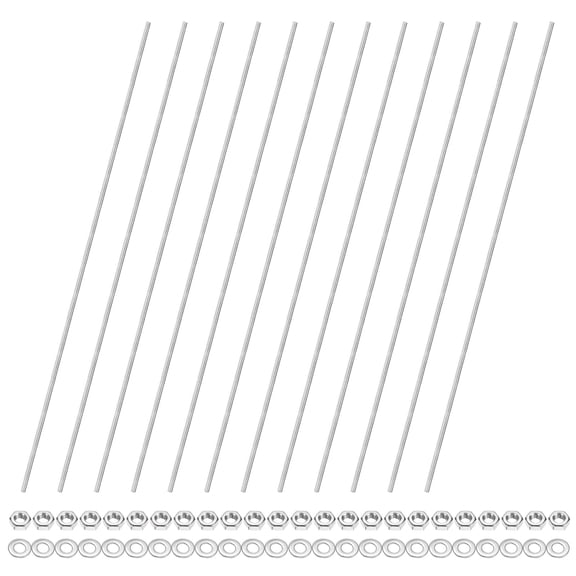 Uxcell 12-Pack Fully Threaded Rod, M4x400mm 201 Stainless Steel Right Hand Thread Bar Studs with Hex Nuts and Washers