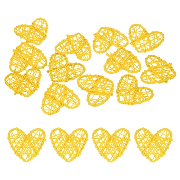 Uxcell 12-Pack Heart Shaped Wicker Rattan Balls 60mm/2.4 Inch Decorative Rattan Balls for Christmas Weddings Thanksgiving Yellow