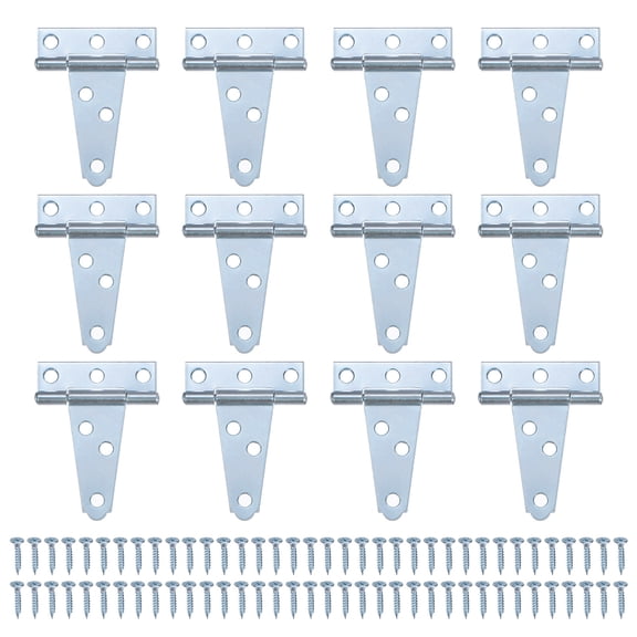 Uxcell 12-Pack Iron T-Strap Shed Door Hinges, 2 Inch Tee Hinge Wrought Hardware with Screws for Yard [White]