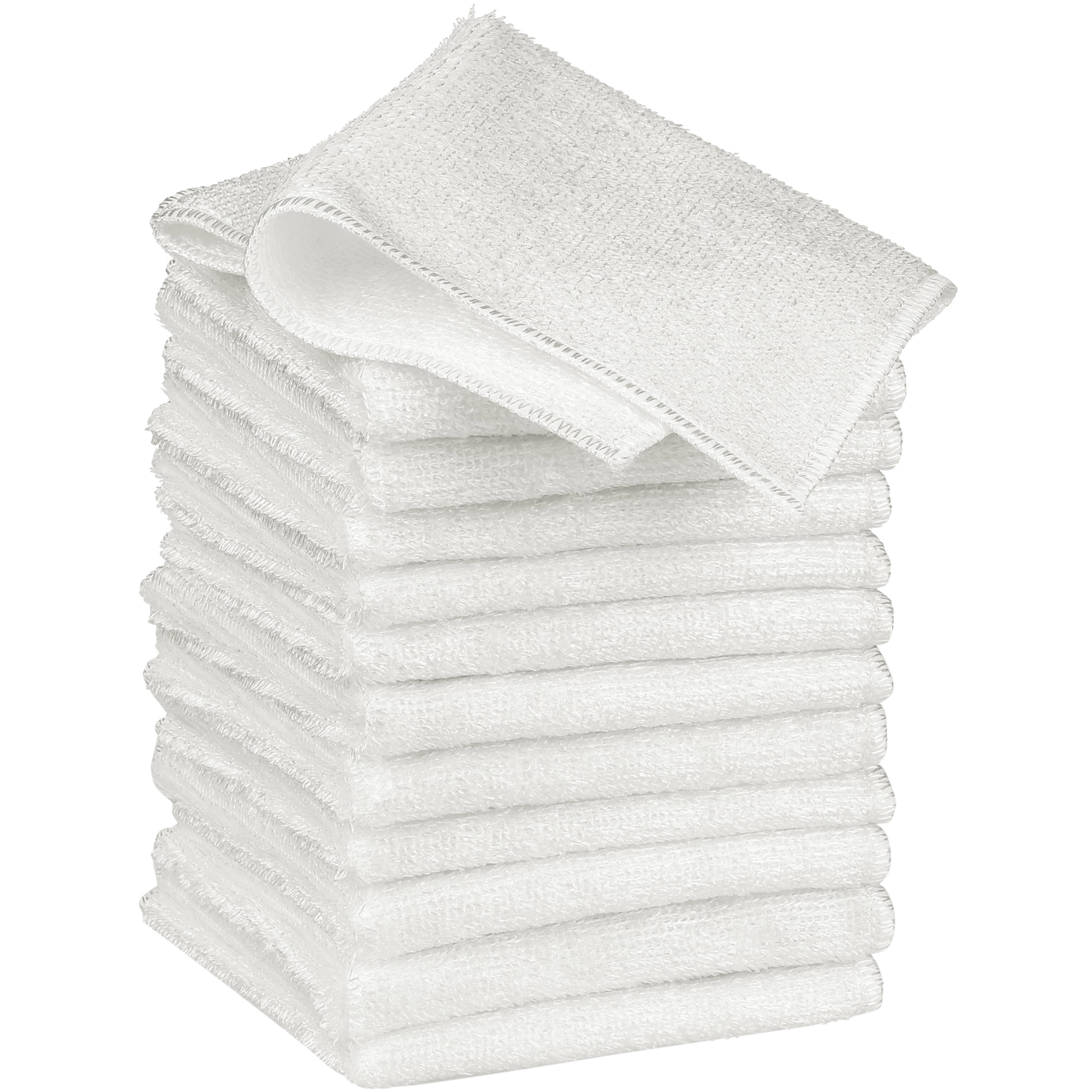 Uxcell 12 Pack Kitchen Dish Cloths Soft Absorbent Dish Towels White 10 x  12