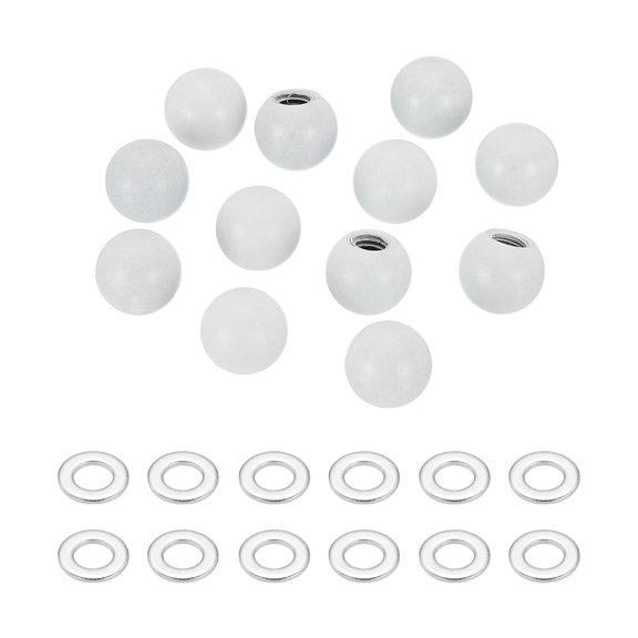 Uxcell 12 Pack M4 x 9mm Threaded Ball Knobs, Carbon Steel Thread Cap Nuts Knob Ball Nuts Knob Caps Nut Cover Screw Caps Balls Lamp Decoration for Lighting DIY Project, White