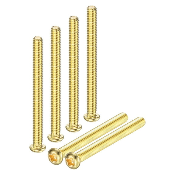 Uxcell 12-Pack M4x45mm Pan Head Machine Screws Brass Cross Head Fully Threaded Bolts for Furniture Brass