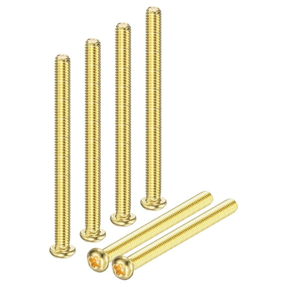 Uxcell 12-Pack M4x50mm Pan Head Machine Screws Brass Cross Head Fully Threaded Bolts for Furniture Brass