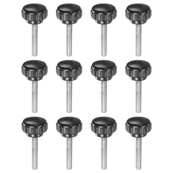 Uxcell 12 Pack M5 x 30mm Male Thread 20mm Knurled Grip Clamping Knobs Handle Thumb Screw Black