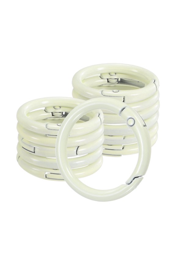 12-Pack Metal Spring O Rings, 1" Zinc Alloy Spring Keyring Buckle for Keychains Round Trigger Buckle Chain Rings [Beige]