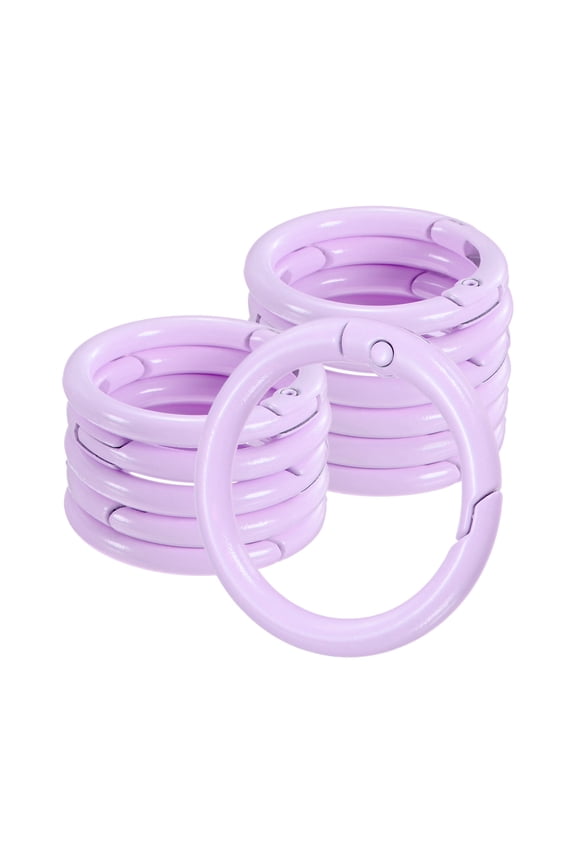 12-Pack Metal Spring O Rings, 1" Zinc Alloy Spring Keyring Buckle for Keychains Round Trigger Buckle Chain Rings [Light Purple]