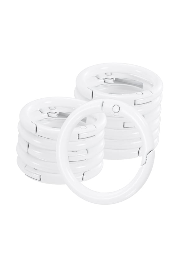 12-Pack Metal Spring O Rings, 1" Zinc Alloy Spring Keyring Buckle for Keychains Round Trigger Buckle Chain Rings [White]