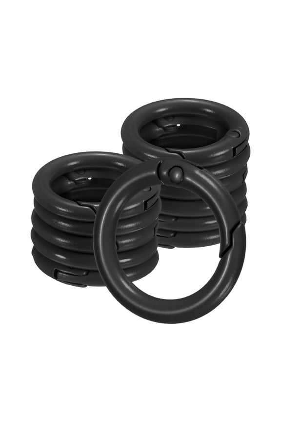 12-Pack Metal Spring O Rings, 5/8" Zinc Alloy Spring Keyring Buckle for Keychains Round Trigger Buckle Chain Rings [Black]