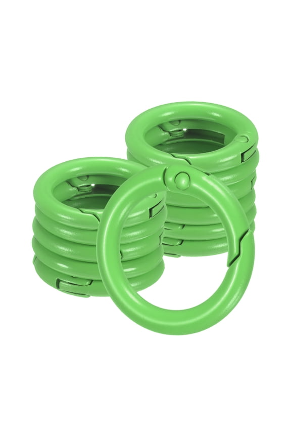 12-Pack Metal Spring O Rings, 5/8" Zinc Alloy Spring Keyring Buckle for Keychains Round Trigger Buckle Chain Rings [Green]