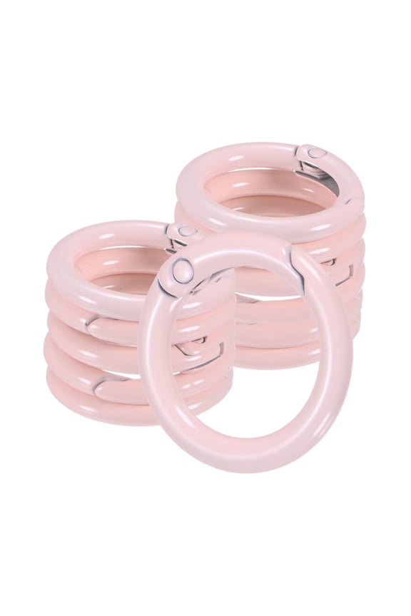 12-Pack Metal Spring O Rings, 5/8" Zinc Alloy Spring Keyring Buckle for Keychains Round Trigger Buckle Chain Rings [Pale Pink]