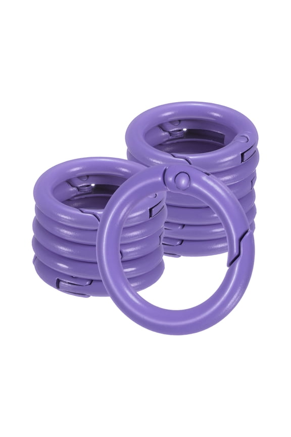 12-Pack Metal Spring O Rings, 5/8" Zinc Alloy Spring Keyring Buckle for Keychains Round Trigger Buckle Chain Rings [Purple]