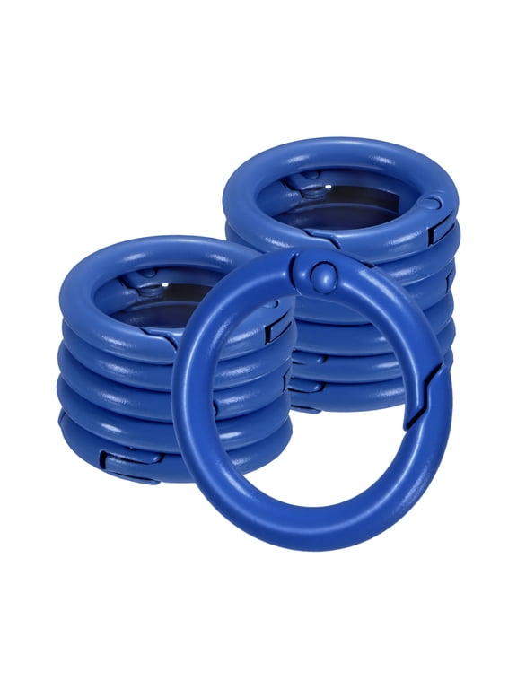 12-Pack Metal Spring O Rings, 5/8" Zinc Alloy Spring Keyring Buckle for Keychains Round Trigger Buckle Chain Rings [Sapphire Blue]
