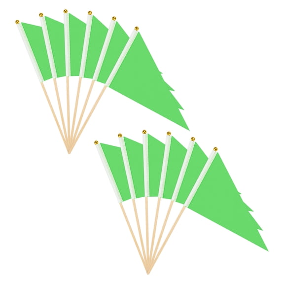 Uxcell 12-Pack Mini Wood Stick Sublimation Flag, 5x8 Inch Polyester Rectangular Solid Color Blank Hand Held Plain Flags [Green]