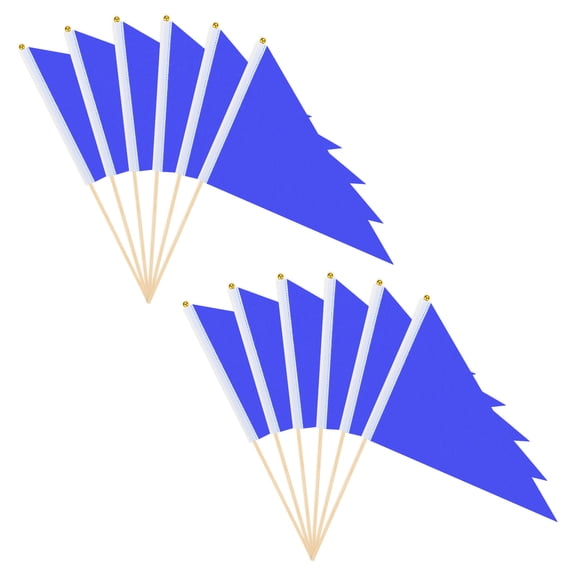 Uxcell 12-Pack Mini Wood Stick Sublimation Flag, 8x12 Inch Polyester Rectangular Solid Color Blank Hand Held Plain Flags [Blue]