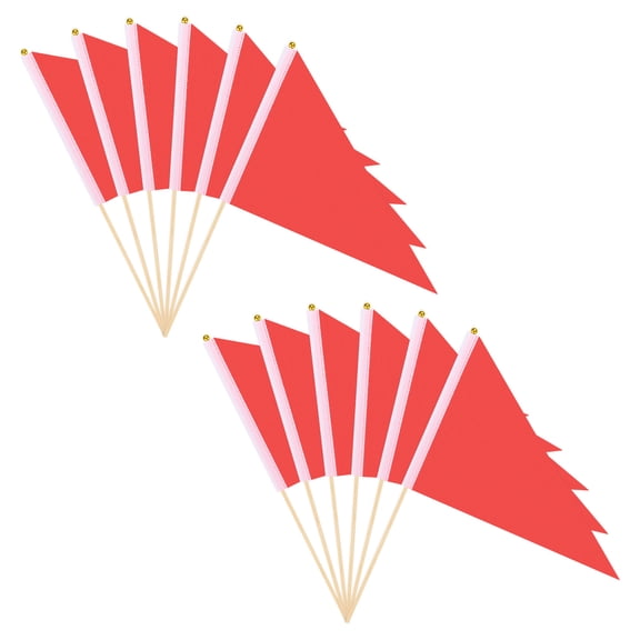 Uxcell 12-Pack Mini Wood Stick Sublimation Flag, 8x12 Inch Polyester Rectangular Solid Color Blank Hand Held Plain Flags [Red]