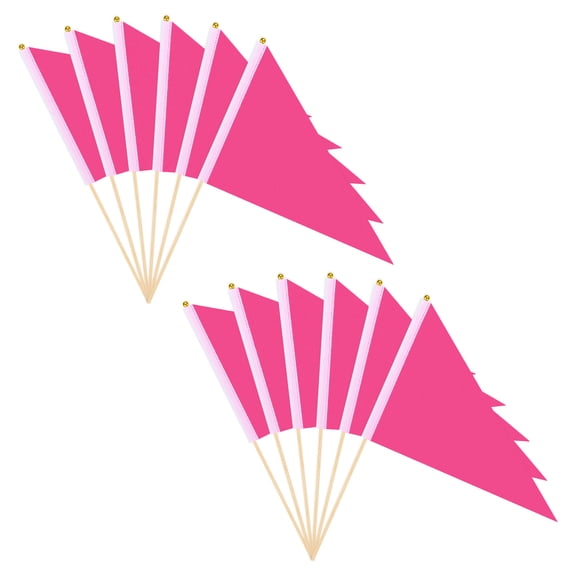 Uxcell 12-Pack Mini Wood Stick Sublimation Flag, 8x12 Inch Polyester Rectangular Solid Color Blank Hand Held Plain Flags [Rose Red]