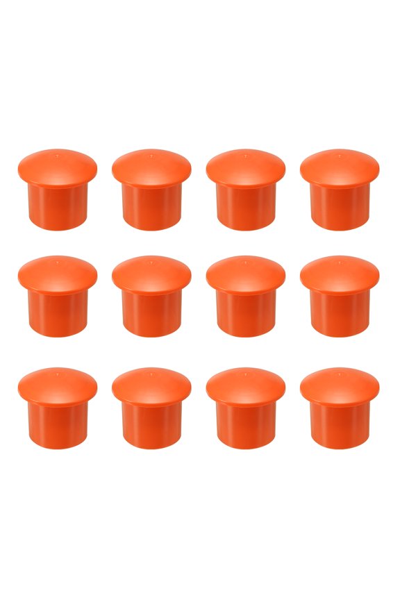 12 Pack Mushroom Rebar End Caps, Plastic Rebar Safety Cap Fit 1.26-1.57 Inch for Building Construction Protection Stakes, Gardening Pile, Home Fencing, Orange