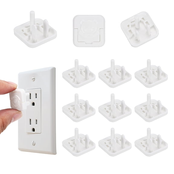 Uxcell 12 Pack Outlet Covers Proofing, Electrical Safety Plug Covers Outlets Socket Proof Caps Easy Install Plug Power Sockets Protectors for 3-Prong Wall Plate, Square Cute White