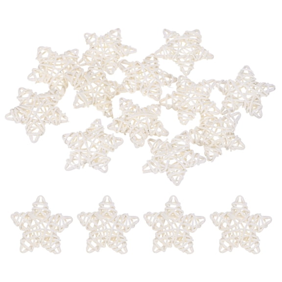 Uxcell 12-Pack Pentagram Wicker Rattan Balls 65mm/2.6 Inch Decorative Rattan Balls for Christmas Weddings Thanksgiving White