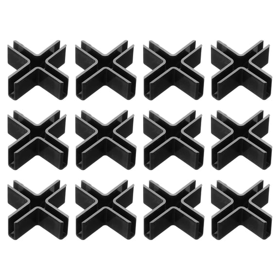 Uxcell 12 Pack Plastic Glass Connector, Cross Shaped Glass to Glass Clamp for 4mm Thick, Fixing Bracket Rimless Clip Holder(4mm, Black)