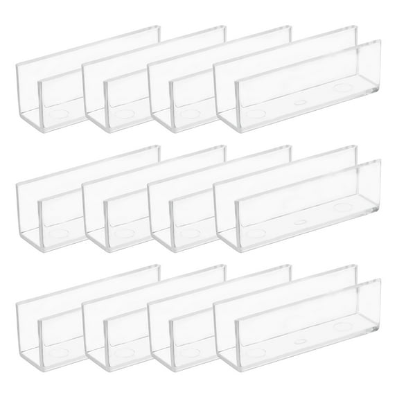 Uxcell 12 Pack Plastic Glass Connector, Suitable for 10mm Thick 180 Degree Glass to Glass Clamp, Fixing Bracket Rimless Clip Holder for Aquarium Fish Tank Display Shelves, Transparent