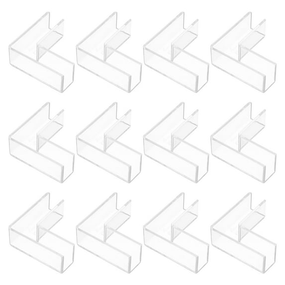 Uxcell 12 Pack Plastic Glass Connector, Suitable for 10mm Thick L Shaped Glass to Glass Clamp, Fixing Bracket Rimless Clip Holder for Aquarium Fish Tank Display Shelves, Transparent
